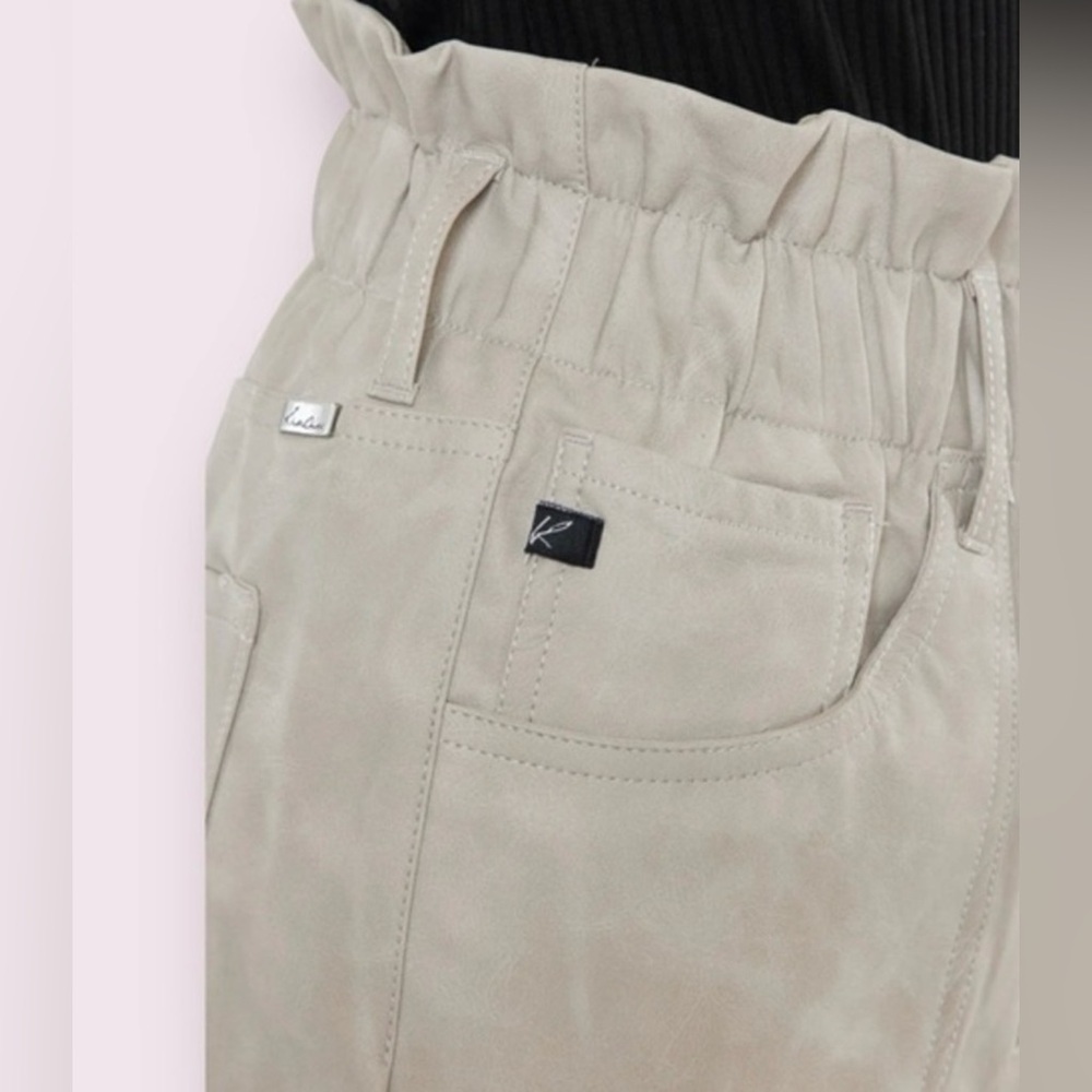NWT KanCan Percy Paperbag‎ Ultra High Rise Shorts Grey Cream size XL - Picture 5 of 12